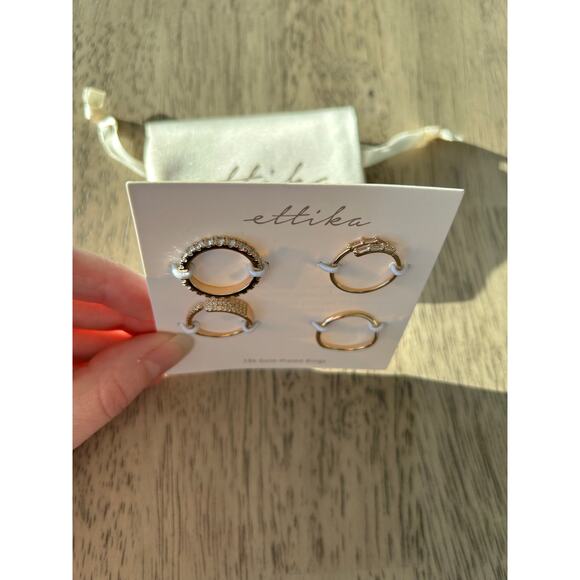 Ettika Rhinestone 18K Gold-Plated Ring Set of Four - 7 - Picture 2 of 2